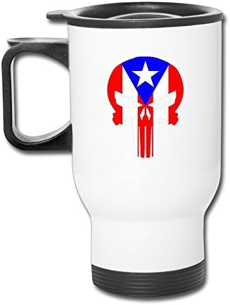 Puerto Rican Flag Skull Novelty Stainless Steel Travel Coffee Blank Mug Car Coffee/Tea Mug Cup With Handle 400ML