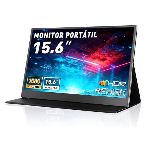 Monitor Portátil IPS 15.6" Full HD 1080p, Ultrafino, USB-C/HDMI, Capa Inteligente e Alto-falantes - Extensor de Tela para Laptop e Viagem
