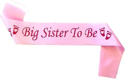 HYX Big Sister to Be Sash Pink Satin Baby Shower Decorations