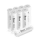 BONAI 8 Pack 2300mAh 1.2V AA Ni-MH High Capacity Rechargeable Batteries - UL Certificate