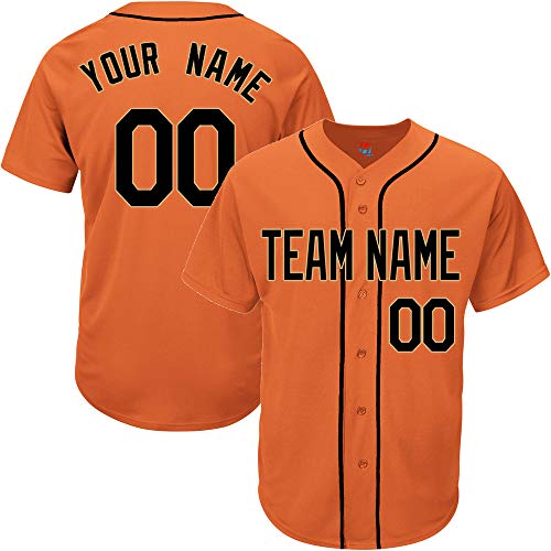 image for Pullonsy Orange Customize Baseball Jersey for Men Replica Embroidered 