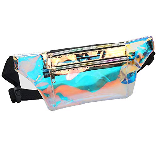 Mum's memory Clear Fanny Pack for Women - Waterproof Transparent Waist Pack for Men NFL & PGA & NCAA Stadium Approved Clear Bag Great for Games, Concerts, Rave, Festival, Travel (B Clear Blue)