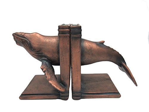 Pacific Giftware Faux Bronze Humpback Whale Marine Life Decorative Bookends Set 7 Inch Tall