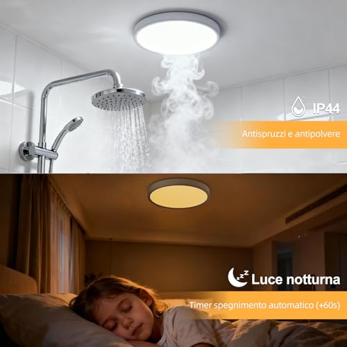 DetarZinLED 2 LED Ceiling Light Bedroom Ceiling Light 24W 2700LM 30 cm Round Dimmable Ceiling Light with Remote Control Bathroom IP44 Waterproof Colorful RGB Lights for Indoor Hallway