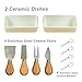 Picnic at Ascot Large Bamboo Cheese Board/Charcuterie Platter with 4 Stainless Steel Tools, 2 Ceramic Trays & Cheese Markers -16