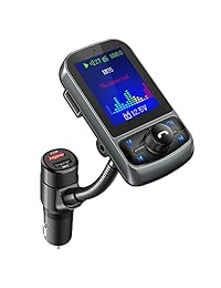 Nulaxy Bluetooth FM Transmitter for Car, 1.8" Color Screen Wireless Radio Adapter with QC3.0 & 5V 2.4A Charging, Support USB Flash Drive, microSD Card, Handsfree Calls, Aux Play, EQ Modes  KM35 Black