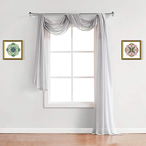 Warm Home Designs Extra Long 54" (Width) x 216" (Length) Sheer Grey Silver Window Scarf. All Premium Valance Scarves are Great for Any Window, Bed, Wall or Other DIY Project. K Silver 216" - Thumbnail 3
