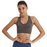 YAHA Women’s Sports Bra Racerback Yoga Workout Bra (L, Gray)