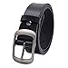 Vonsely Soft Wide Leather Belt for Jeans Shorts, Classic Plain Pattern Trousers Leather Belt with Metal Buckle, Black Belt 115CM