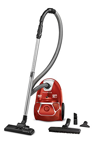 Rowenta Compact Power Staubsauger mit Beutel, 750 Watt, 3 L Staubvolumen, 2-in-1-Fugendüse, für alle Bodenarten, geringer Energieverbrauch, kompakt für die einfache Aufbewahrung, rot, RO3953