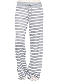 Famulily Women's Stretch Comfy Striped Drawstring Wide Leg High Waisted Pajama Pants(Grey,Large)