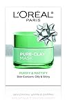 L'Oréal Paris Skincare Pure-Clay Face Mask with Eucalyptus for Oily and Shiny Skin to Purify and Matify, Holiday Gift, 1.7 oz.