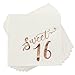 Sweet 16 Napkins with Rose Gold Foil Details (5 x 5 In, White, 50 Pack)