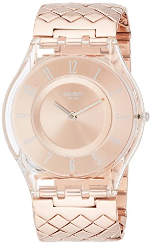 Swatch Pink Cushion Rose Gold Dial Stainless Steel Ladies Watch SFE110GB