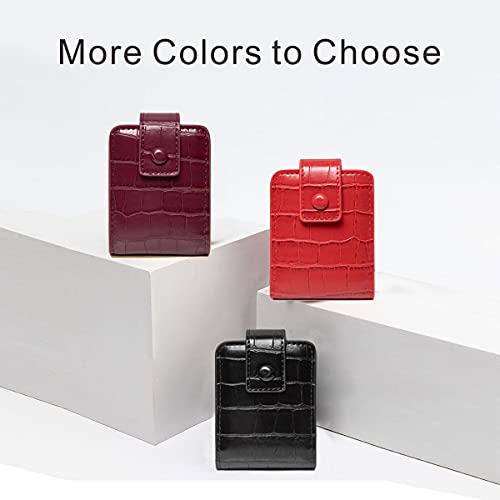Lipstick Case,Lipstick Organizer with Mirror,Lipstick Holder for Purse,Portable Mini Bag for Lipstick,Hold 2 Lipstick or Lip Gloss(Red)