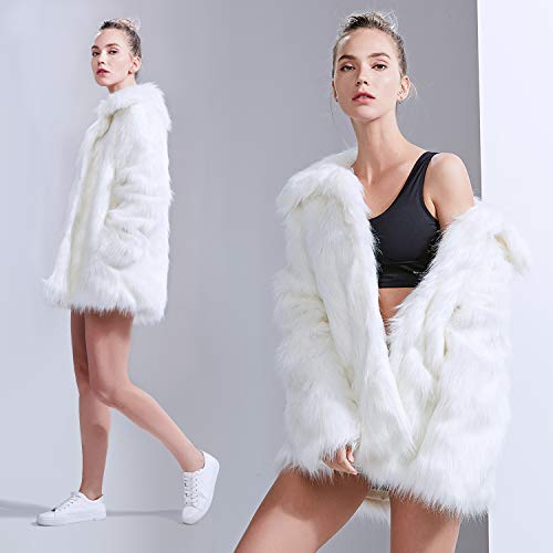 image for Zicac Women's Long Sleeve Faux Fur Jacket Luxury Winter Warm Parka Coa