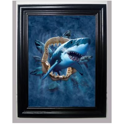 Download Buy Those Flipping Pictures Shark 3d Framed Wall Art Lenticular Technology Causes The Artwork To Have Depth And Move Hologram Style Images Holographic Optical Illusions Online In Indonesia B019pg9r4e