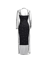 Yeshire - Vestido para mujer sin mangas, 2 piezas, de malla, con cinturón