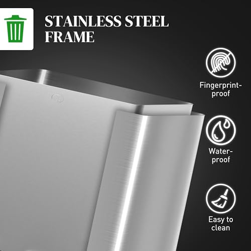 HOMCOM Trash Can and Recycle Bin, 2 x 5 Gallon (2 x 20 L) Stainless Steel Step Garbage Can with Soft Close, Stay-Open Lid, Deodorizer Compartment, Fingerprint-Proof, Silver