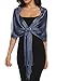 Rheane Shawls and Wraps for Evening Dresses Navy Blue Evening Gown Shawls and Wraps for Weddings Beach Dressy Scarf (Navy with Silver Glitter)
