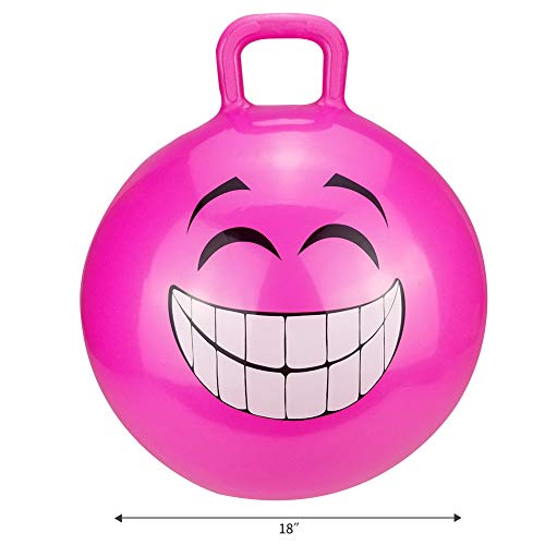 Space Hopper Ball, Jumping Ball, Hopping Ball, Hippity Hop Ball for Kids Ages 3-6, Bouncy Ball with Handles, Kangaroo Bouncer, Sit and Bounce, 18 Inches (Pump Included)