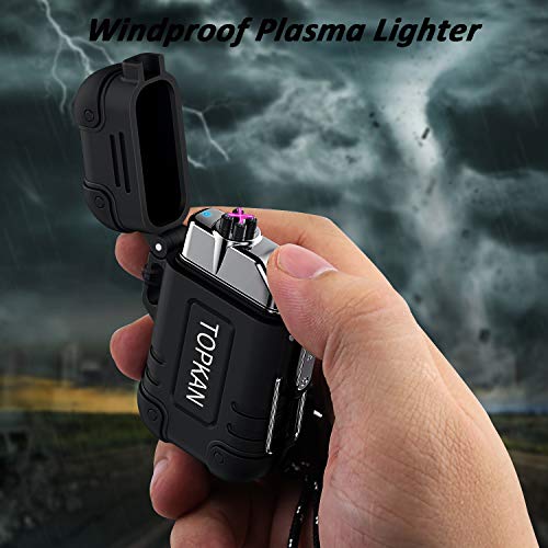 TOPKAN Electric Lighter, Waterproof Lighter, Windproof USB Rechargeable