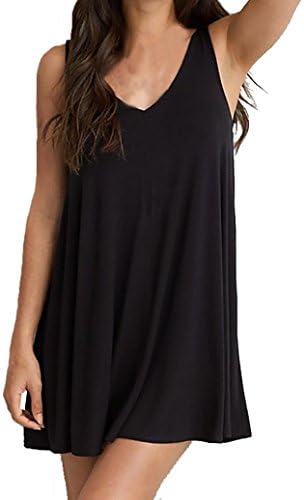 KeepMoving Women's Summer Sleeveless O-Neck Casual Backless Short Dress (XXXL)