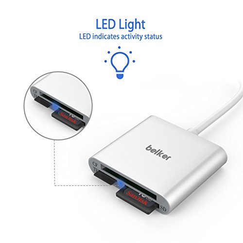 image for USB C to CF Card reader，Belker 3 in 1 Type-C to SD/TF Micro SD/CF Ca