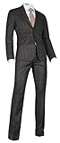 JEJEhomme Men's Slim Fit Check Gray Double Pocket Suits Tuxedo (US 40Regular / US 34Waist)