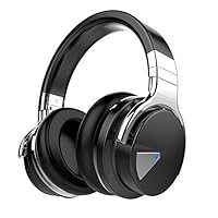 COWIN E7 Active Noise Cancelling Headphones Bluetooth Headphones with Microphone Deep Bass Wireless Headphones Over Ear, Comfortable Protein Earpads, 30 Hours Playtime for Travel/Work, Black