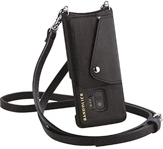Crossbody Phone Case and Wallet - Bandolier - Gemma - Black Leather
