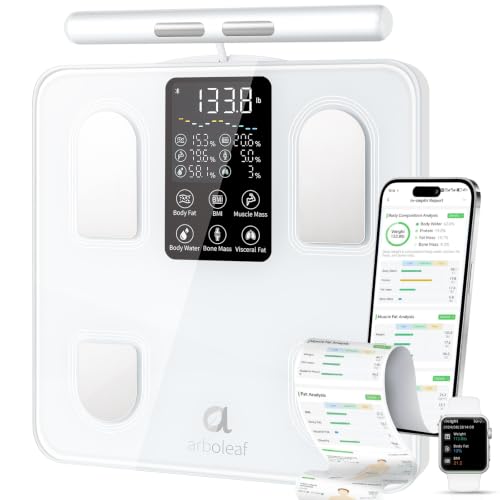 arboleaf Scale for Body Weight, Upgrade 50+ Metrics 8-Electrode Smart Scale with BMI, Body Fat, Muscle Mass, Full Body Composition Analyzer, High Precision Digital Bathroom Scale