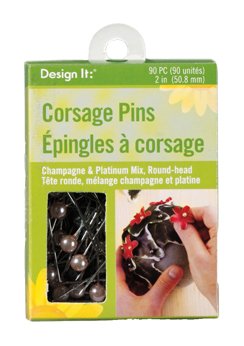 FloraCraft Floral Accessories 90-Corsage Pins, Champagne