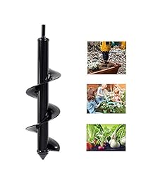 DLseego Auger   Bombilla para plantas de jardín, 3.0 x 12.0 in, con 2 guantes de jardín, poste o sombrilla, para taladro hexagonal de 0.7 in