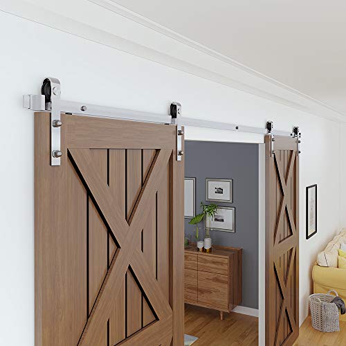 WINSOON Modern Classic Indoor 304 Stainless Steel Double Sliding Door Tracks Roller Barn Door