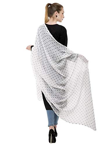 small polka on white print cotton 2.5 mtr. dupatta