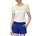 Toraway Blouses, Women Lace Summer Shirt V Neck Doll Chiffon Blouse Tops (XX-Large) White