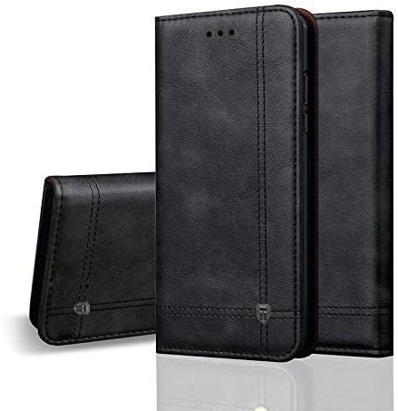 tarkan vintage leather case flip cover wallet stand for huawei p30 pro (charcoal black) - Black