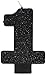 amscan - 170407 Amscan Birthday Celebration, Numeral #1 Glitter Candle, Party Supplies, Black, 3 1/4