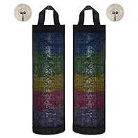 Plastic Bag Holder and Dispensers, MENXEN Mesh Garbage bags Holder with 2 Hooks (black)