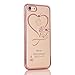 iPhone 7 Case,Inspirationc Glitter Bling Crystal Rhinestone Diamonds Clear Rubber Electroplate Plating Frame TPU Soft Silicone Bumper Case Cover for Apple iPhone 7 4.7 Inch--Rose Gold and Heart