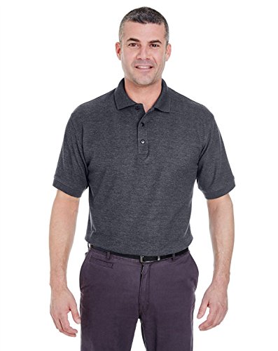 Ultraclub 8540 Mens Whisper Pique Blend Polo - Black Heather - 4XL