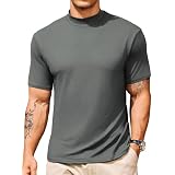 Vssjavun Men's Mock Turtleneck T-Shirt – Short Sleeve, Slim Fit, Soft Casual Pullover Top
