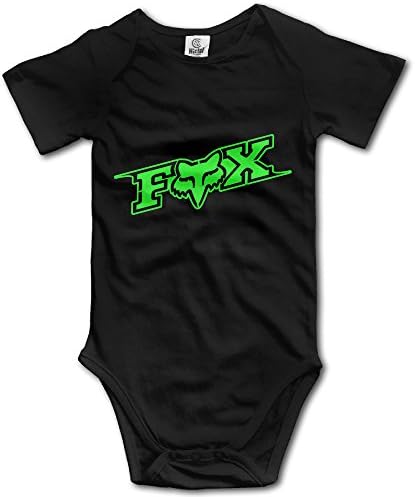 CuteBB Baby's Fox Racing Logo Hanging Bodysuit Romper Playsuit Outfits Clothes Climbing Clothes Short Sleeve Black