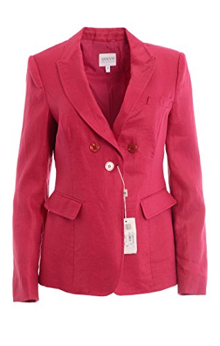 Armani Collezioni Women s One Button Linen Fitted Jacket 8 Raspberry