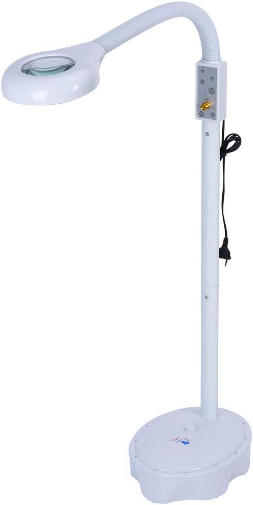 Magnifying LED Floor Lamp, Daylight Bright Magnifier Lighted Glass 3X Magnifying Lens with Stand, Flexible Height Adjustable Gooseneck Standing Cold Light for Reading Salon Beauty Lighting
