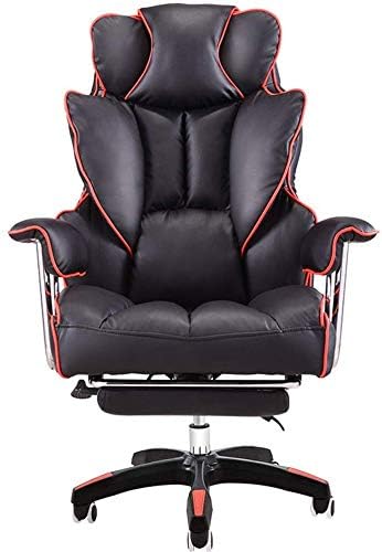 Computer Gaming Chairs Desk Chair with Footrest Height Adjustable Reclining Computer Chair with PU Leather for Home Office (Color : Black, Size : 70X70X125CM) XIUYU