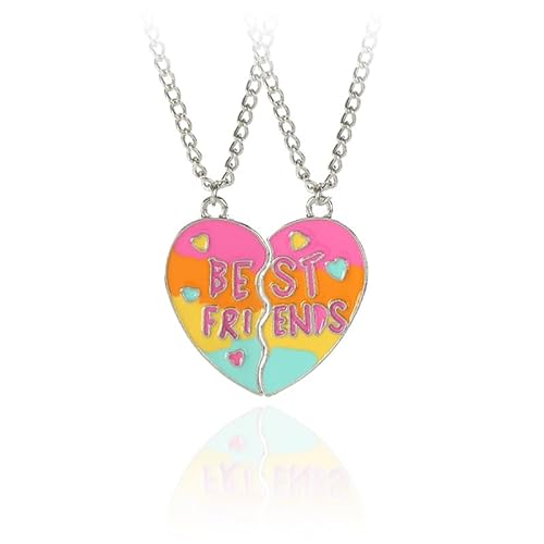 Tivleed Rainbow Heart BFF Necklace Duo - Matching Friendship Jewellery Set for Girls, Best Friends Gift for Birthdays, Parties & Everyday Wear