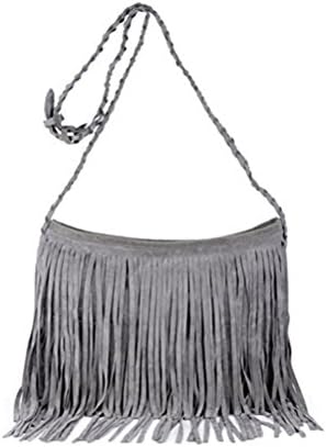 Women Novelty Tassel Fringe Messenger Bag Handbag Purse Faux Suede Shoulder Crossbody Bags Sling Bag