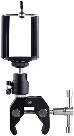 POWRIG Super Ball Head Clamp with Smartphone Clip Holder for Photo and Video Shoting